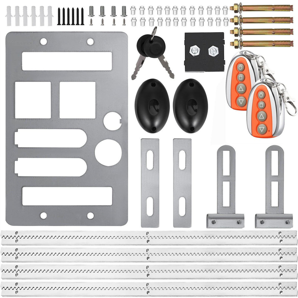VEVOR Operador de Apertura de Puerta 600 kg Abridor Automático de Puerta Corrediza Control Remoto Más de 30 m, Cremallera Metálica 4 m Riel de Liberación Fotocélula Clave, Motor de Puerta Corredera
