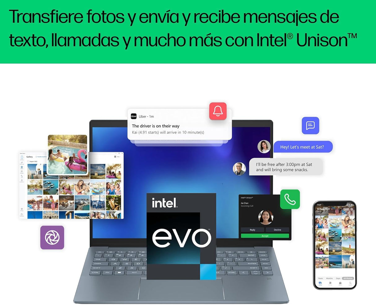 HP Pavilon Plus 14-ew1007ns - Ordenador portátil de 14" OLED 2.8K (Intel Evo Core Ultra 7, 32GB RAM, 1TB SSD, Intel ARC Graphics, Windows 11) Azul - Teclado QWERTY Español