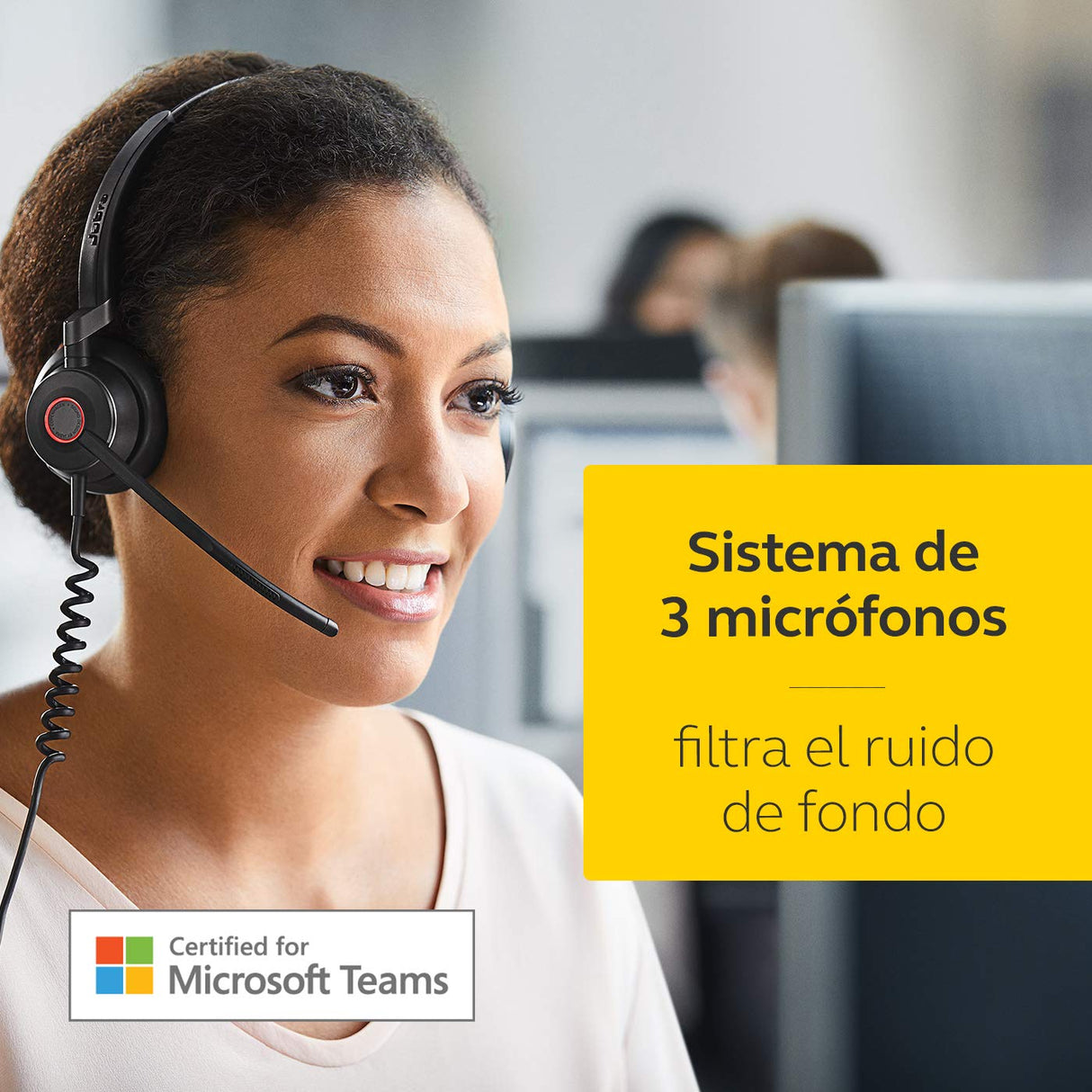 Jabra Engage 50 - Auriculares Digitales estéreo con Cable certificados para Microsoft Teams - Cancelación pasiva de Ruido para softphones y Clientes Web - Cable USB-C - Negro