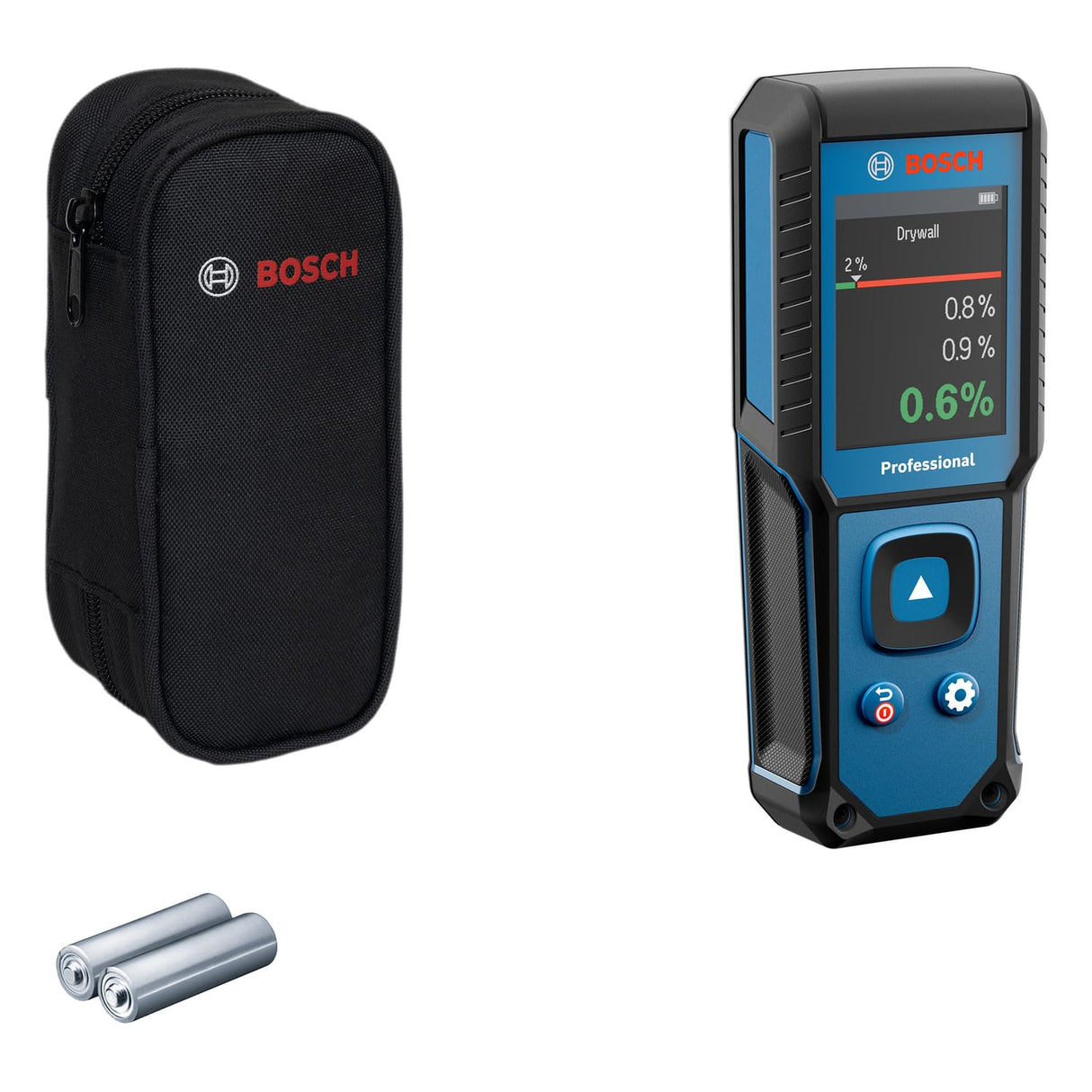 Medidor de humedad GMM 1-15 de Bosch Professional sin clavijas (no invasivo, mide 37 tipos de madera y 10 materiales de construcción, clasificación IP65, 2 pilas AA, bolsa)