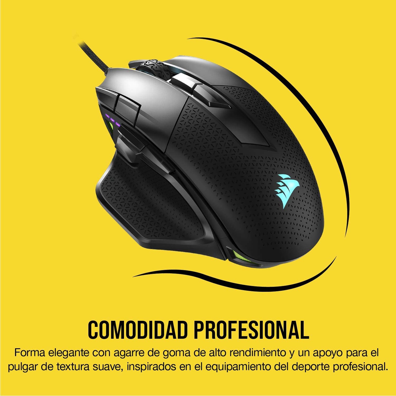 Corsair NIGHTSWORD RGB Ratón de Juego FPS/MOBA con Cable - 18.000 PPP - 10 Botones Programables - Sistema de Pesas - Compatible con iCUE - PC, Mac, PS5, PS4, Xbox - Negro
