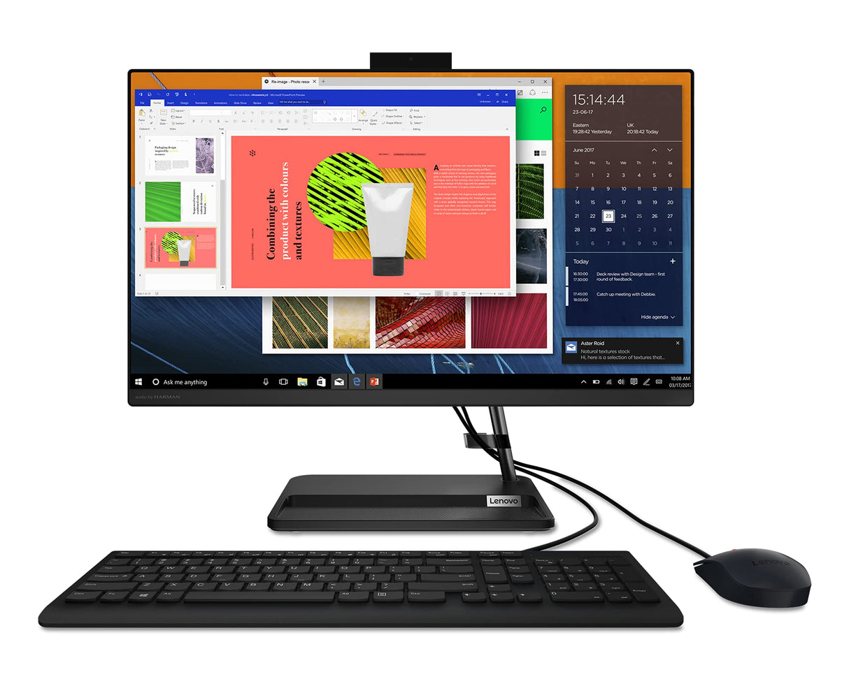 Lenovo Ideacentre AIO 3 24ALC6 - Ordenador de sobremesa Todo en uno de 23,8" FHD (AMD Ryzen 7 5700U, 8 GB RAM, 512 GB SSD, AMD Radeon Graphics, Windows 11 Home), Teclado AZERTY (Español) y ratón USB,