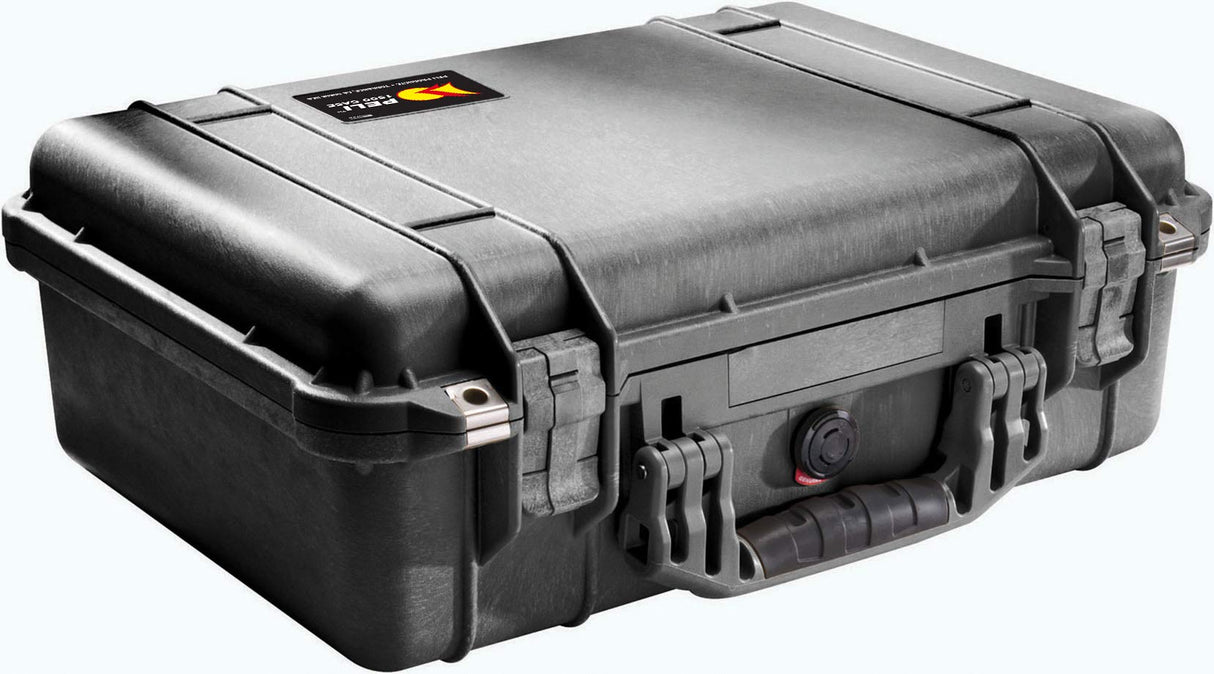 PELI 1500 Maleta protectora sumergible para equipos electrónicos y audiovisuales, IP67 estanca e impermeable al polvo, 19L de capacidad, fabricada en Alemania, sin espuma, color negro