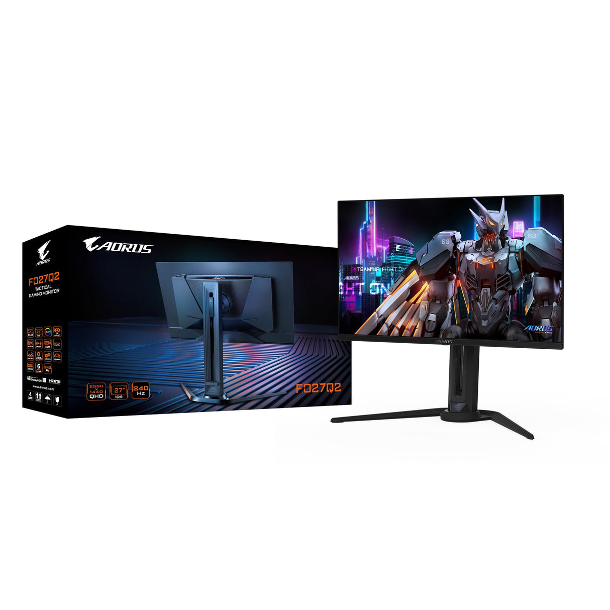 Gigabyte AORUS Monitor de Juego FO27Q2 OLED QHD de 27" - 2560 x 1440, 240Hz, 0.03ms, KVM, 250 CD/m², FreeSync Premium Pro, DisplayHDR True Black 400, HDMI 2.1