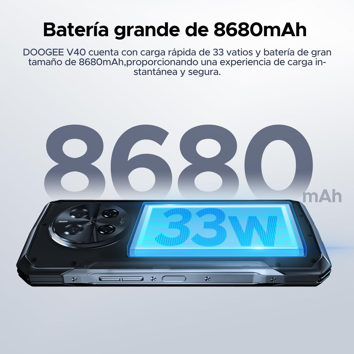 DOOGEE V40 Telefono Movil Irrompible 5G Con AI 32GB+512GB, 6.78"FHD+120Hz, 4nm Dimensity 7300 Movil Indestructible Android 14 Cámara 108MP+Visión Nocturna 8680mAh Smartphone IP68IP69K/NFC/WiFi6/Huella