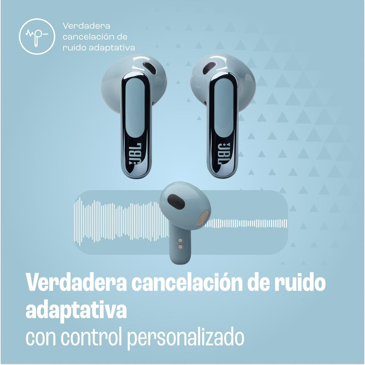 JBL Live Flex 3 Auriculares inalámbricos de botón True Wireless con cancelación de ruido adaptable, hasta 50 horas de reproducción, Bluetooth, audio de alta resolución, azul