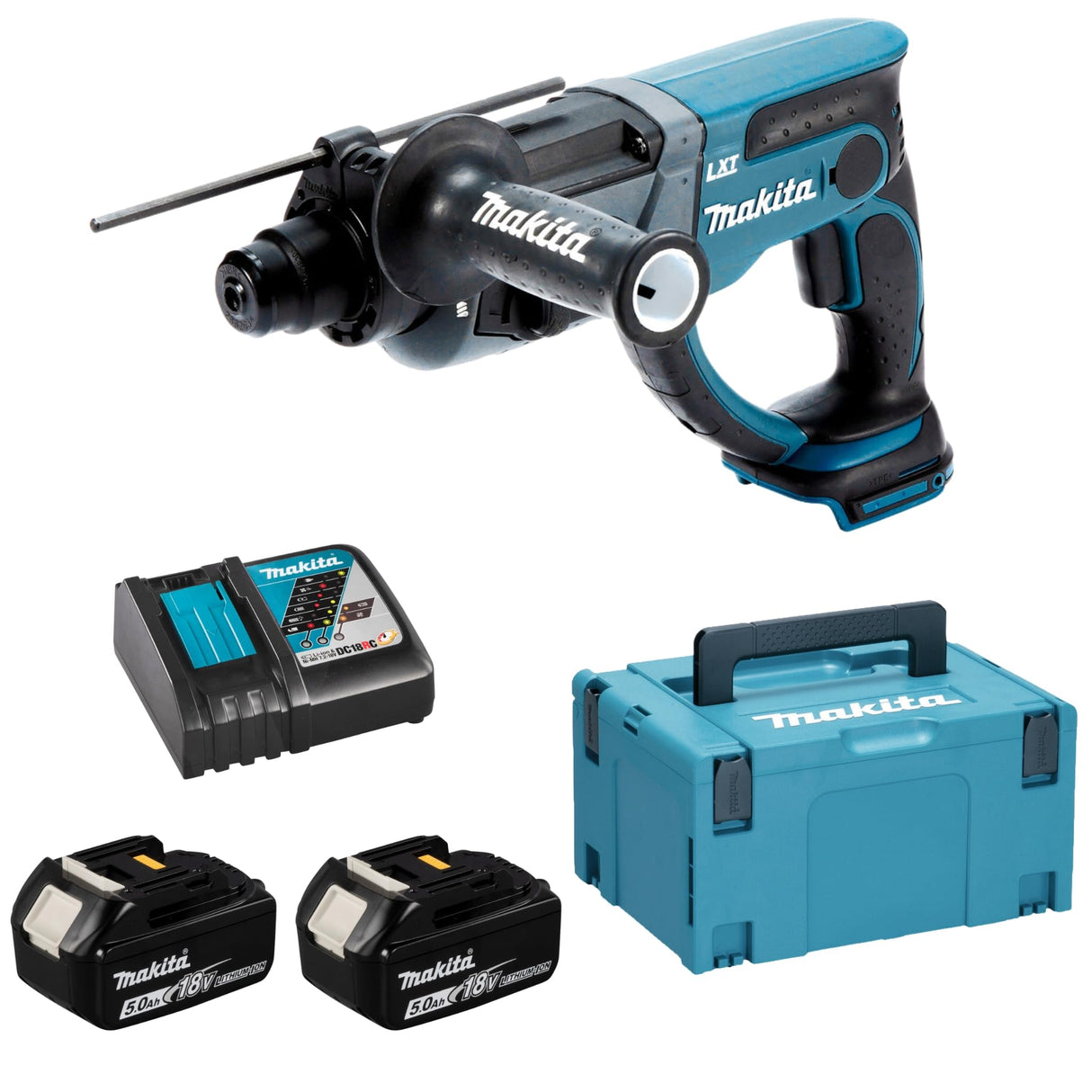 Makita DHR202RTJ Taladro percutor a batería 18V LXT SDS+ 1.9J 2x5.0Ah MAKPAC