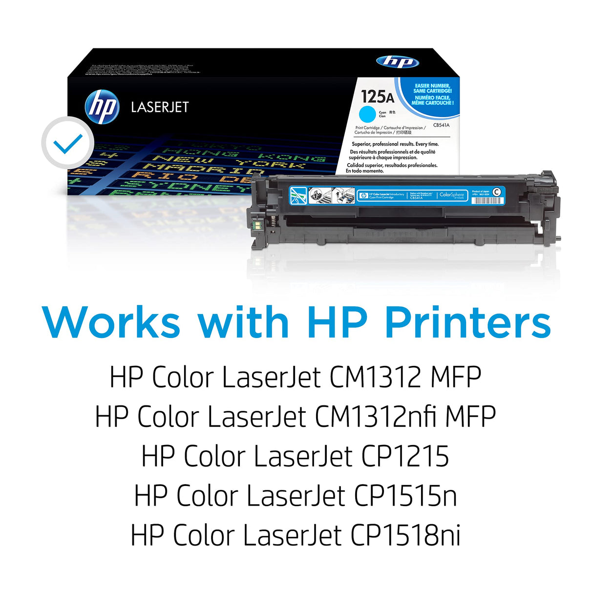 HP 125A CB541A, Cian, Cartucho Tóner Original, de 1.400 páginas, para impresoras HP ColorLaserJet CP1215, CP1515, CP1518, CM1312 y CP151n