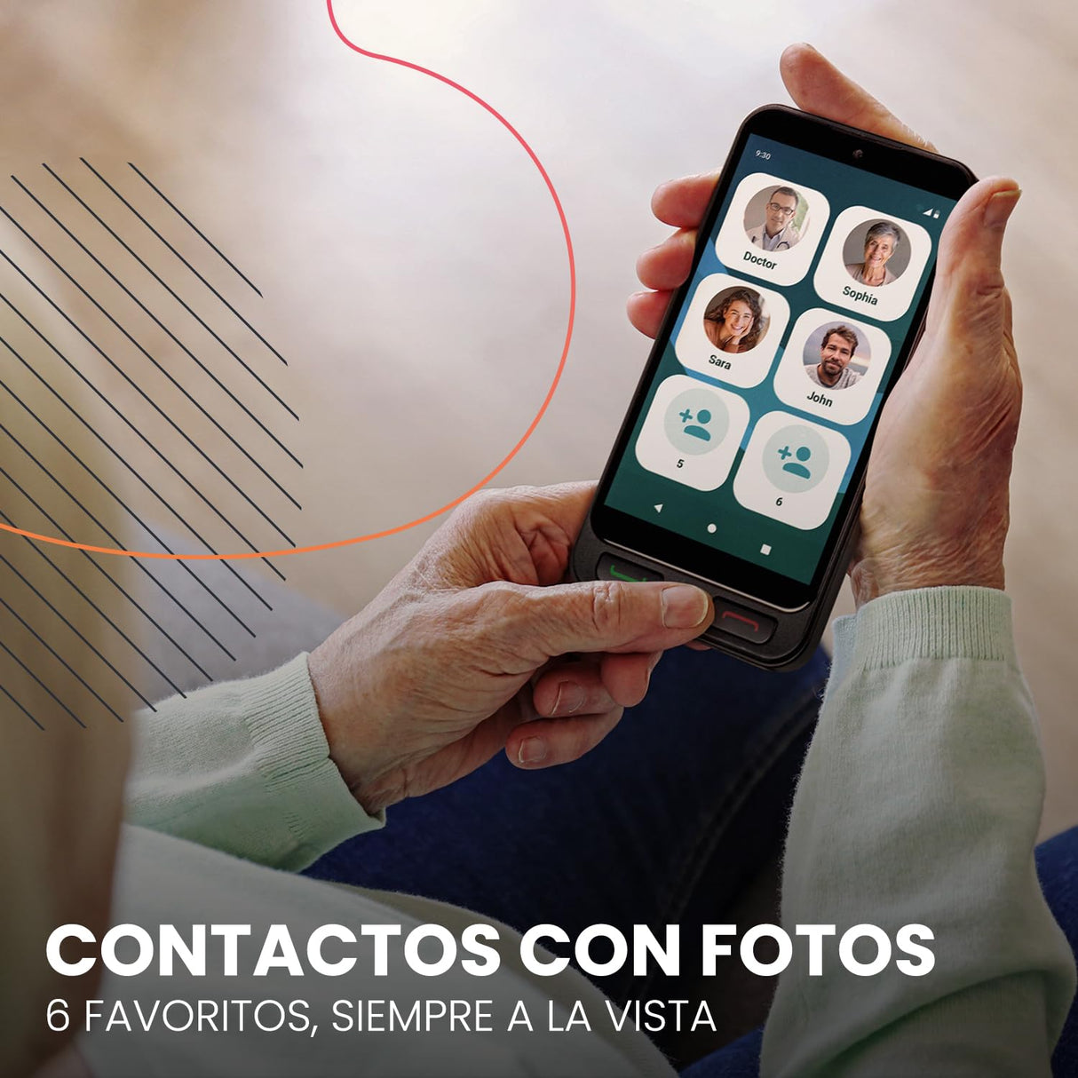 SPC Zeus 2 + Carcasa | Smartphone para Mayores Compatible con App para Control y ubicación remota | Modo fácil, Botones físicos, Iconos XXL | Pantalla 5”, Dos cámaras, 64GB | Base de Carga, Botón SOS