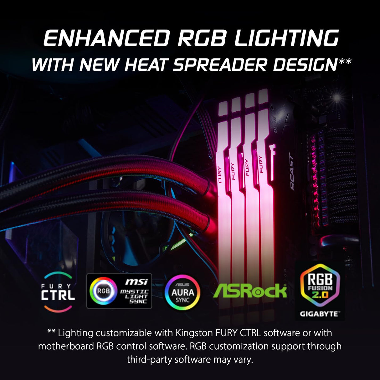 Kingston FURY Beast Negro RGB EXPO 16GB 6000MT/s DDR5 CL30 DIMM Memoria gamer para Ordenadores de sobremesa Kit de 2 - KF560C30BBEAK2-16