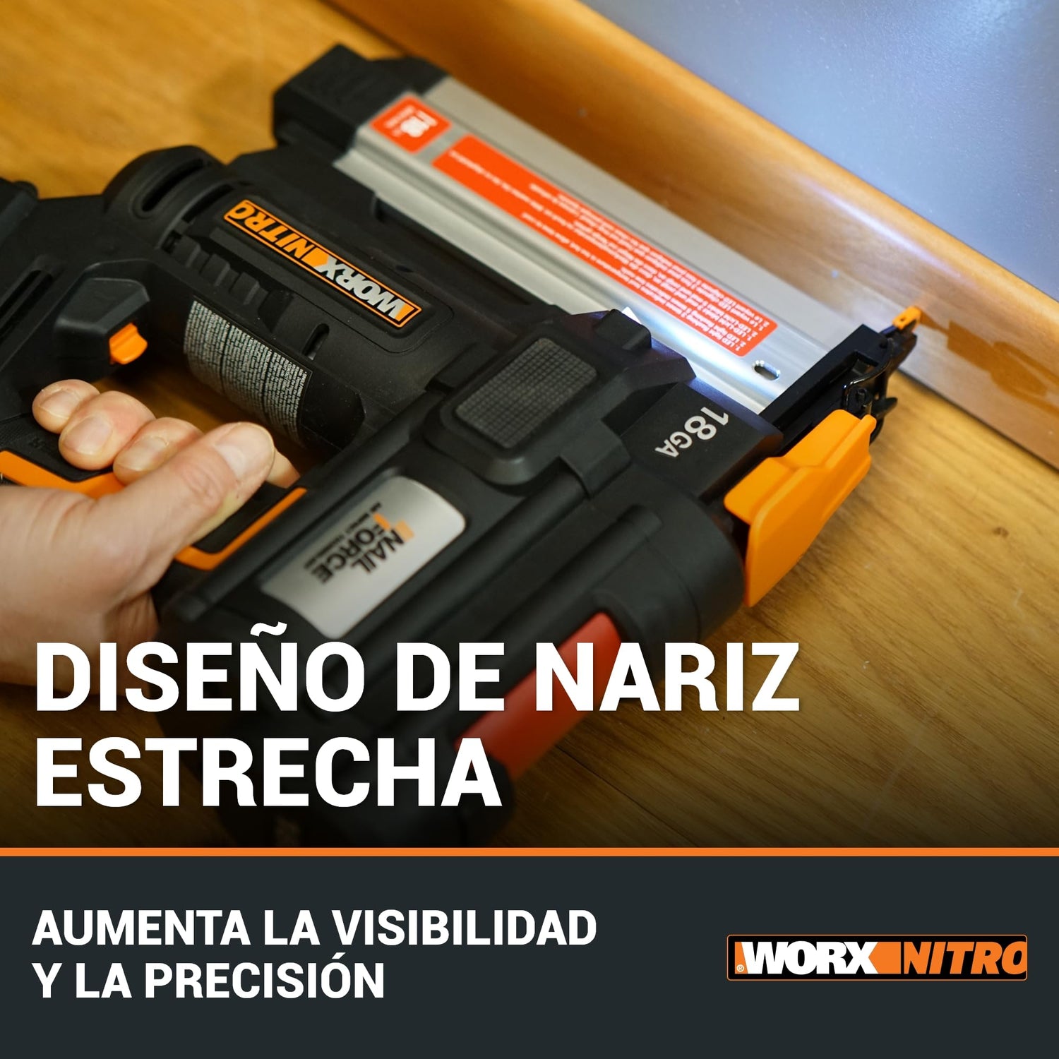 WORX Clavadora a batería 20V - 18GA PowerShare | WX842.9 | Clavos de 1,2mm y hasta 50mm de largo