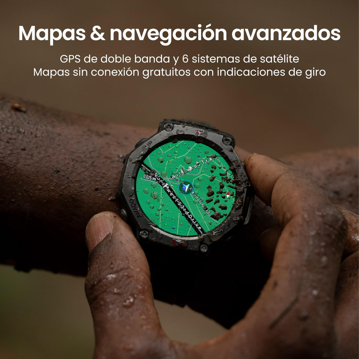 Amazfit T-Rex 3 Outdoor Smartwatch 48 mm Pantalla AMOLED, Mapas & Navegación Offline, 6 Sistemas de Satélite GPS Doble Banda, 27 Días de Duración de Batería, Pago NFC, 170 Modo Deportes de Aventura
