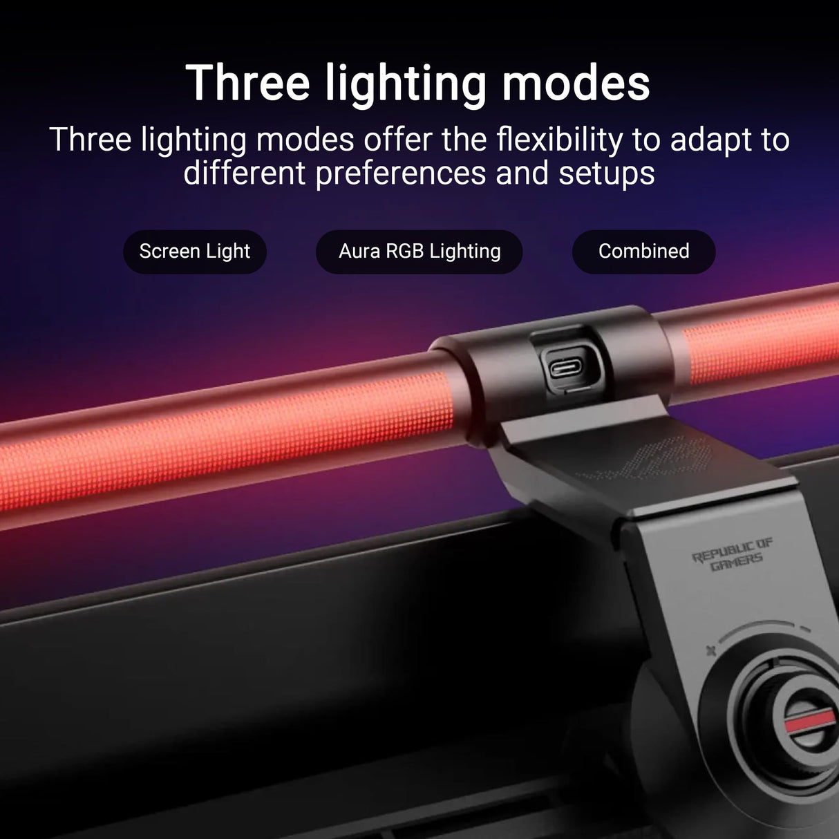 ASUS ROG Aura ALB01 - Barra de luz asimétrica con 3 Modos Diferentes, diseño Patentado con Abrazadera y Hebilla magnética, compatibilidad con Aura Sync y DisplayWidegt Center