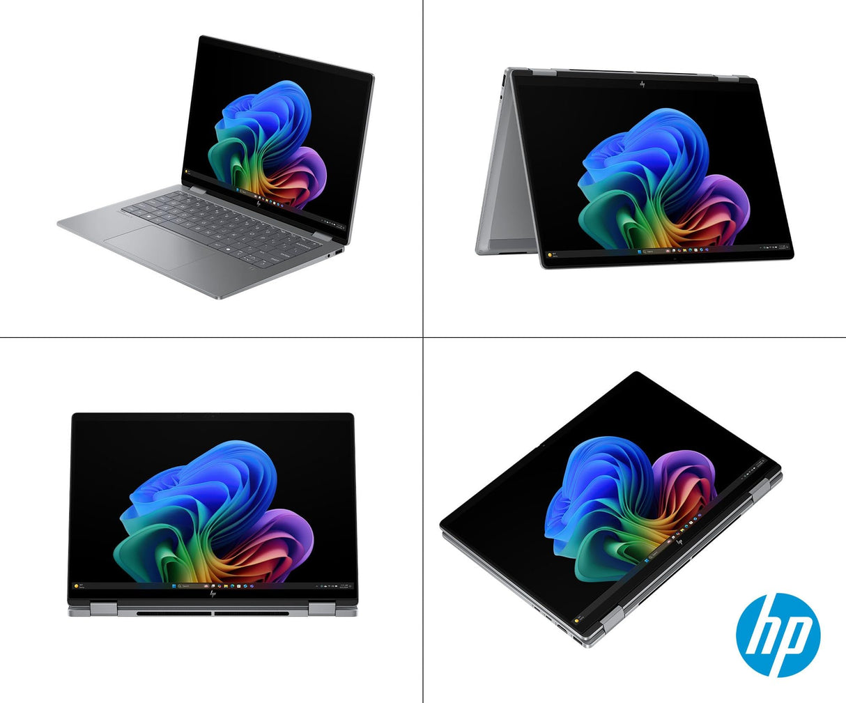HP Omnibook X Flip - Ordenador portátil Convertible de 14" 3K OLED táctil (Ryzen AI 7 350, 32GB RAM, 1TB SSD, AMD Radeon 860M Graphics, Windows 11 Home) Silver - Teclado QWERTY Español