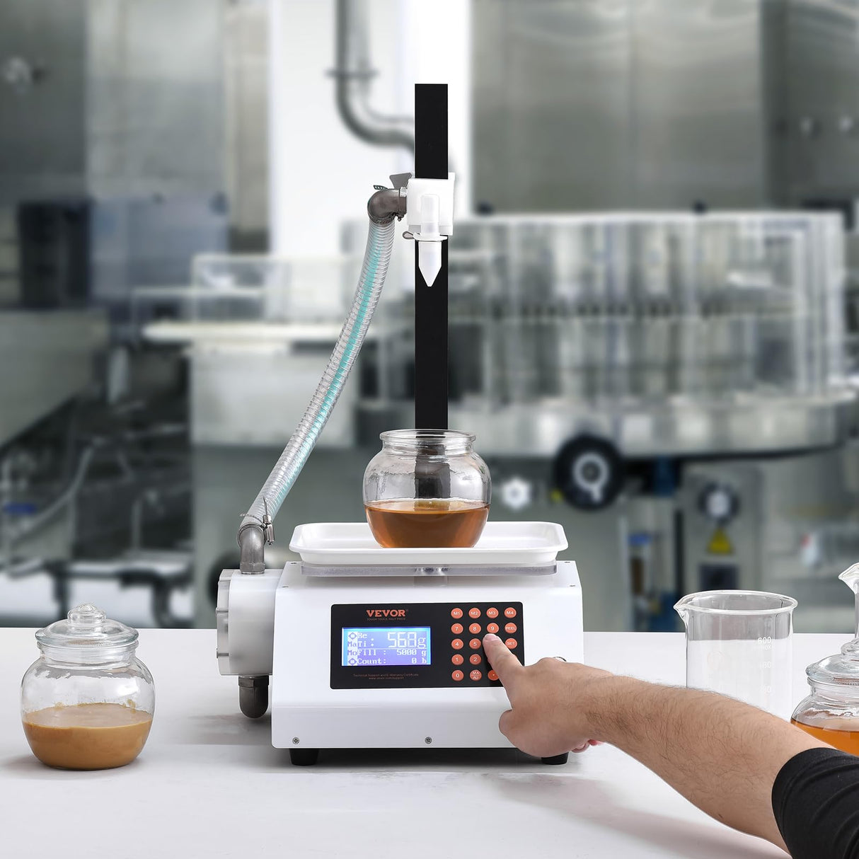 VEVOR Máquina Automática de Llenado de Líquidos Capacidad de Pesaje 50-5000 g Llenadora de Botellas Bomba Peristáltica de Control Digital para Leche, Agua, Vino, Bebidas, Salsa de Soja, Boquilla Única