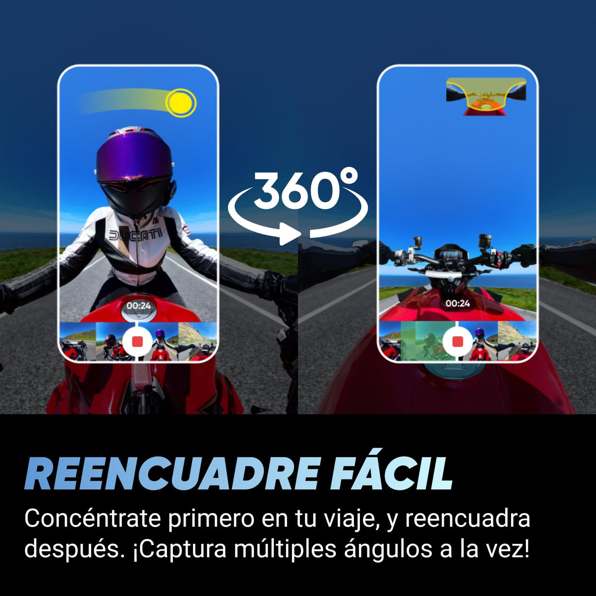 Insta360 X4 Paquete de Manillar Motero - Cámara de acción Impermeable 8K 360, Vídeo 4K Gran Angular, Efecto Selfie Stick Invisible, Protectores de Lente Extraíbles, 135 Min Batería, Edición IA
