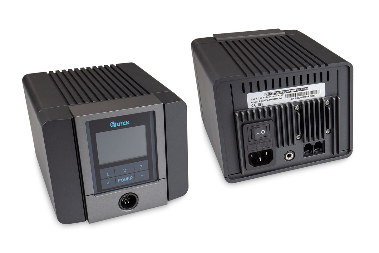 Quick TS2200 - Estación de soldadura digital regulable ESD, 90 W, incluye soldador con resistencia de alto rendimiento y accesorios SMD, para industria, laboratorio, escuela y hobby