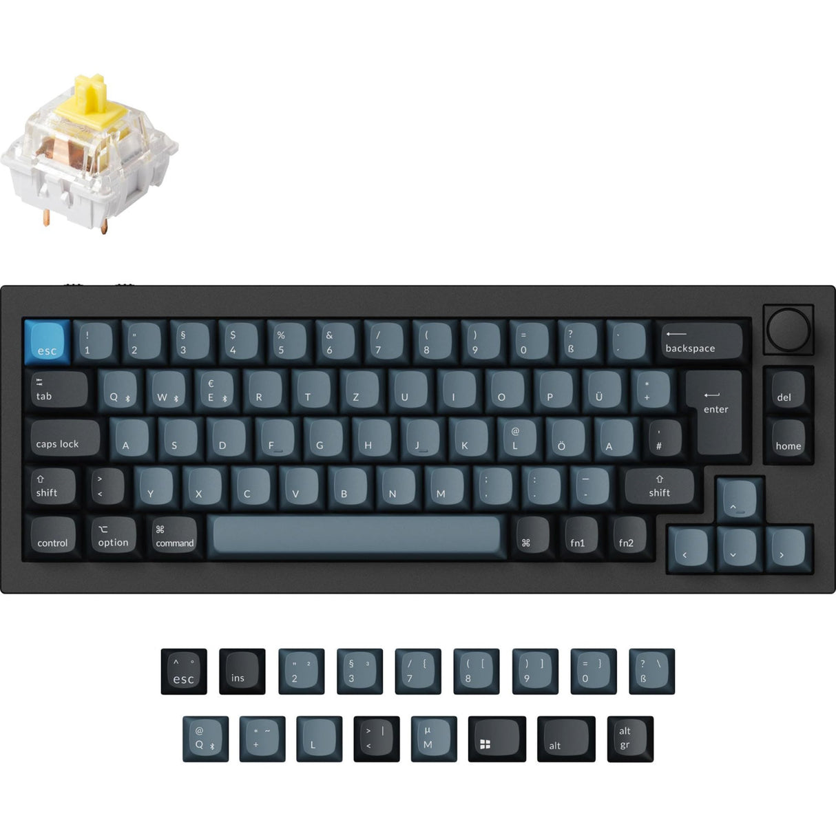 Q2 Pro (schwarz/blaugrau, DE-Layout, Keychron K Pro Banana, Hot-Swap, Aluminiumrahmen, RGB)