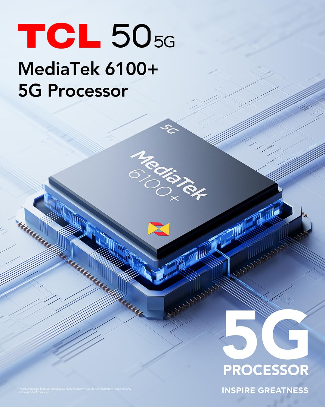 TCL Mobile 50 5G Smartphone, chipset MediaTek Dimensity 6100+, Pantalla HD+ 90Hz de 6,56 Pulgadas, 128, 8 de RAM, Extensión de 4 y 4 de RAM, Cámara Dual Híbrida de 50 MP, Android 14, 5010 mAh