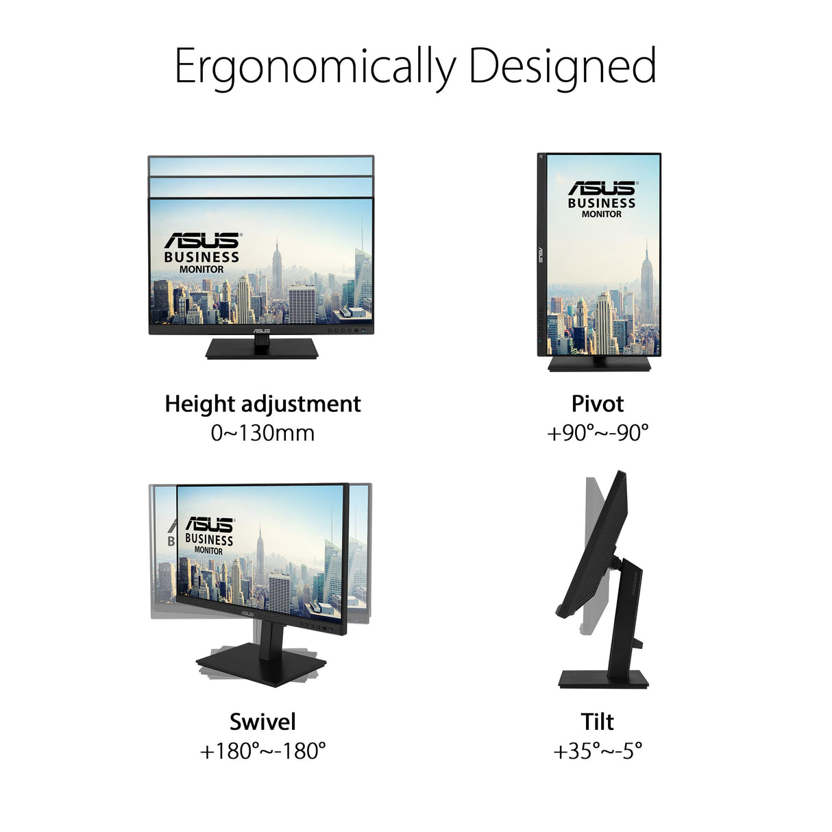 ASUS BE24ECSBT - Monitor Multitáctil de 24 Pulgadas, FHD, Multitáctil de 10 Puntos, IPS, USB-C, HDMI, DisplayPort Daisy Chain, Soporte Ergonómico, Eye Care, Baja Luz Azul, Montable en Pared