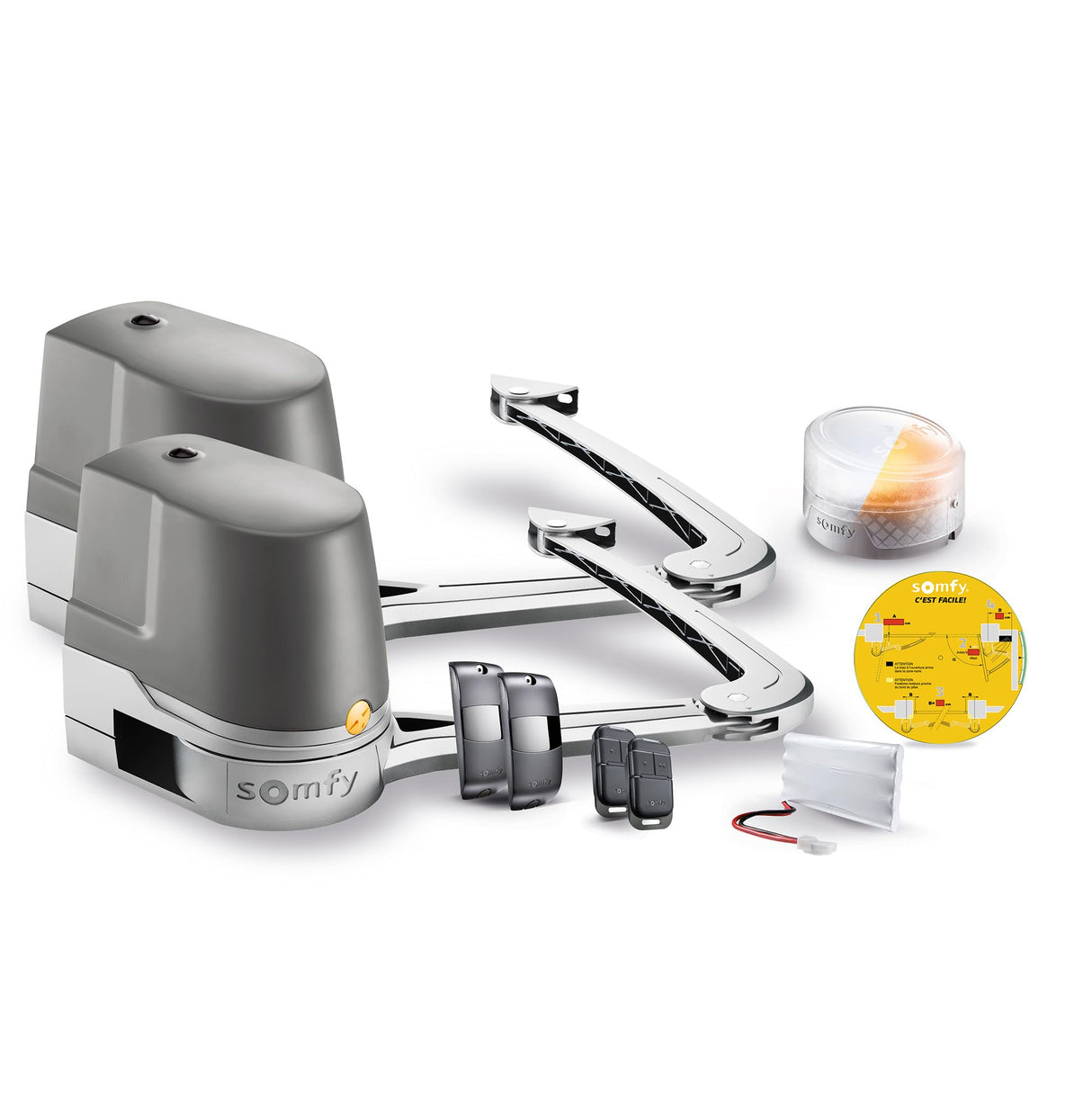 Somfy 2401288 - Evolvia Star, Motor Para Cancela Batiente, Para Puertas De 4M2 Por Hoja, Incluye 2 Mandos A Distancia Para Garaje