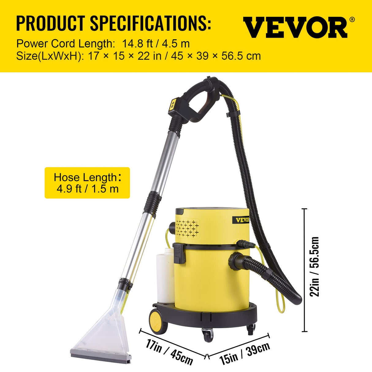 Vevor Aspirador Potente en Seco y Húmedo 4 en 1 Depósito Total de 20L, Mando de Control Remoto Lava Aspiradora 220V 1200W para Hogar Patio Garaje Taller