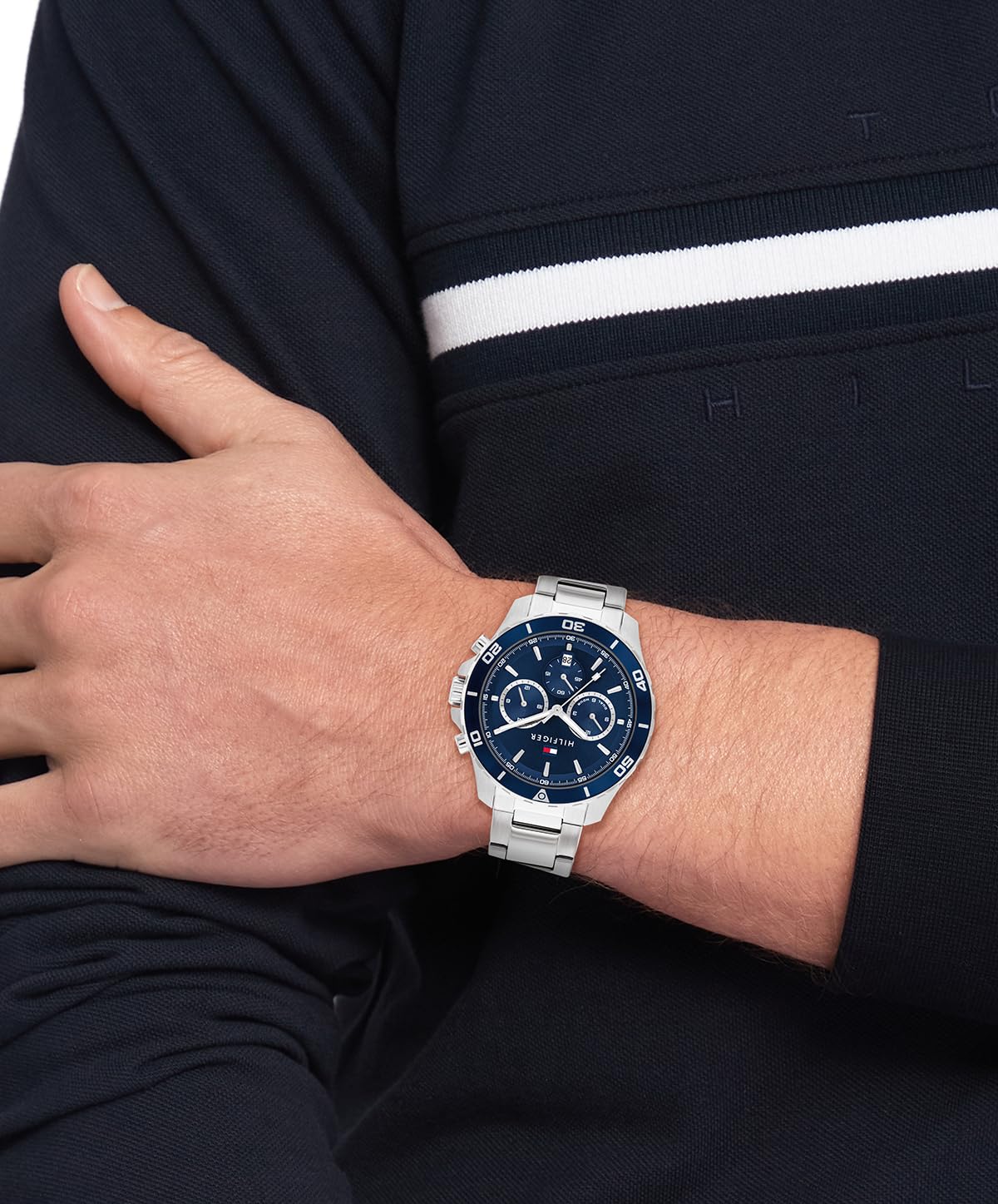 Tommy Hilfiger Reloj Analógico de Cuarzo multifunción para Hombre con Correa en Acero Inoxidable