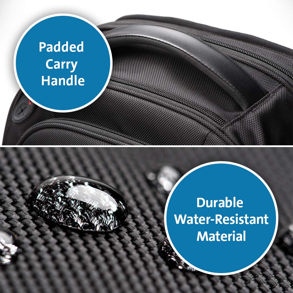 Kensington K60381EU - Mochila Contour 2.0 Pro para Portátiles 17", Diseño Ergonómico, Protección RFID, Compartimento Antirrobo, Resistente al Agua, Apta para Controles TSA, Correas Acolchadas, Negro
