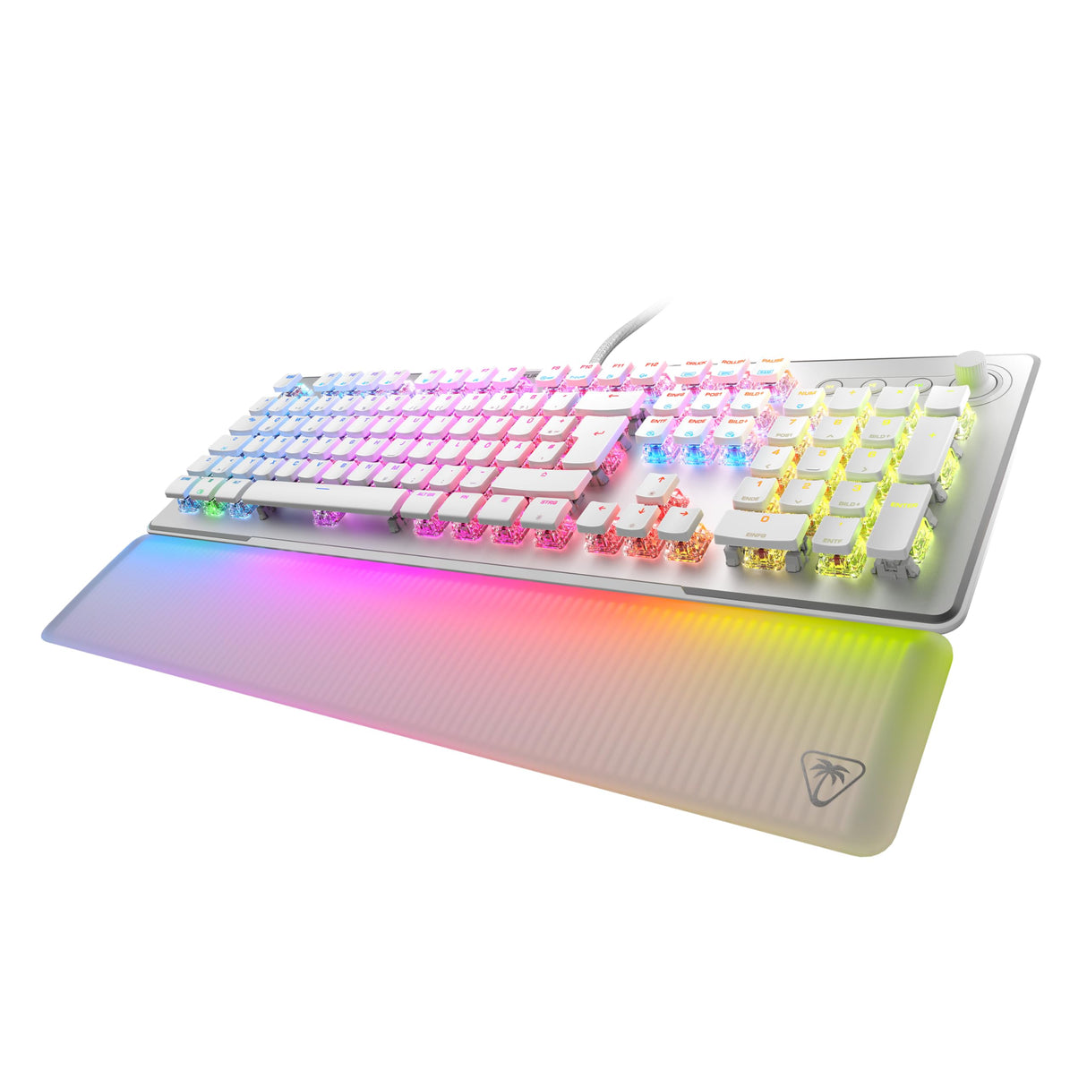 Turtle Beach Vulcan II MAX - Teclado mecánico óptico para PC - Iluminación RGB Personalizable - Reposamuñecas - Interruptor Lineal Titan II - Placa de Aluminio - Blanco