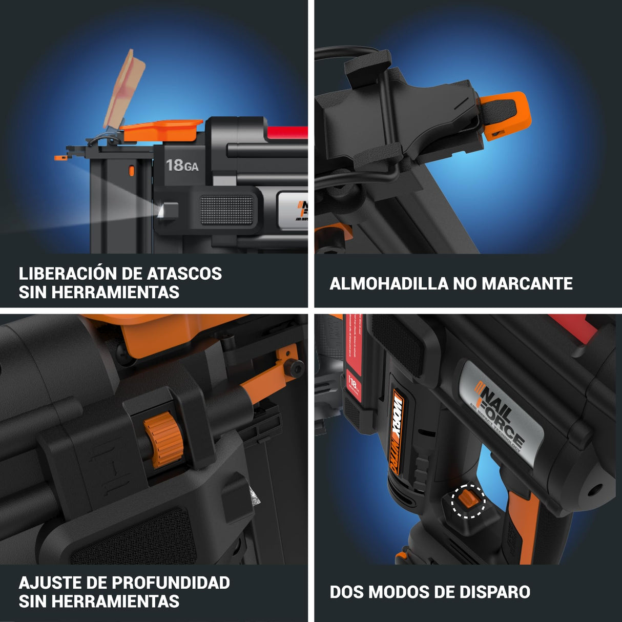 WORX WX844.9 Grapadora sin cable Nitro 20V | grapadora sin cable dispara hasta 80 grapas por minuto| grapadora alimentada por batería con liberación sin herramientas| PowerShare - Solo herramienta