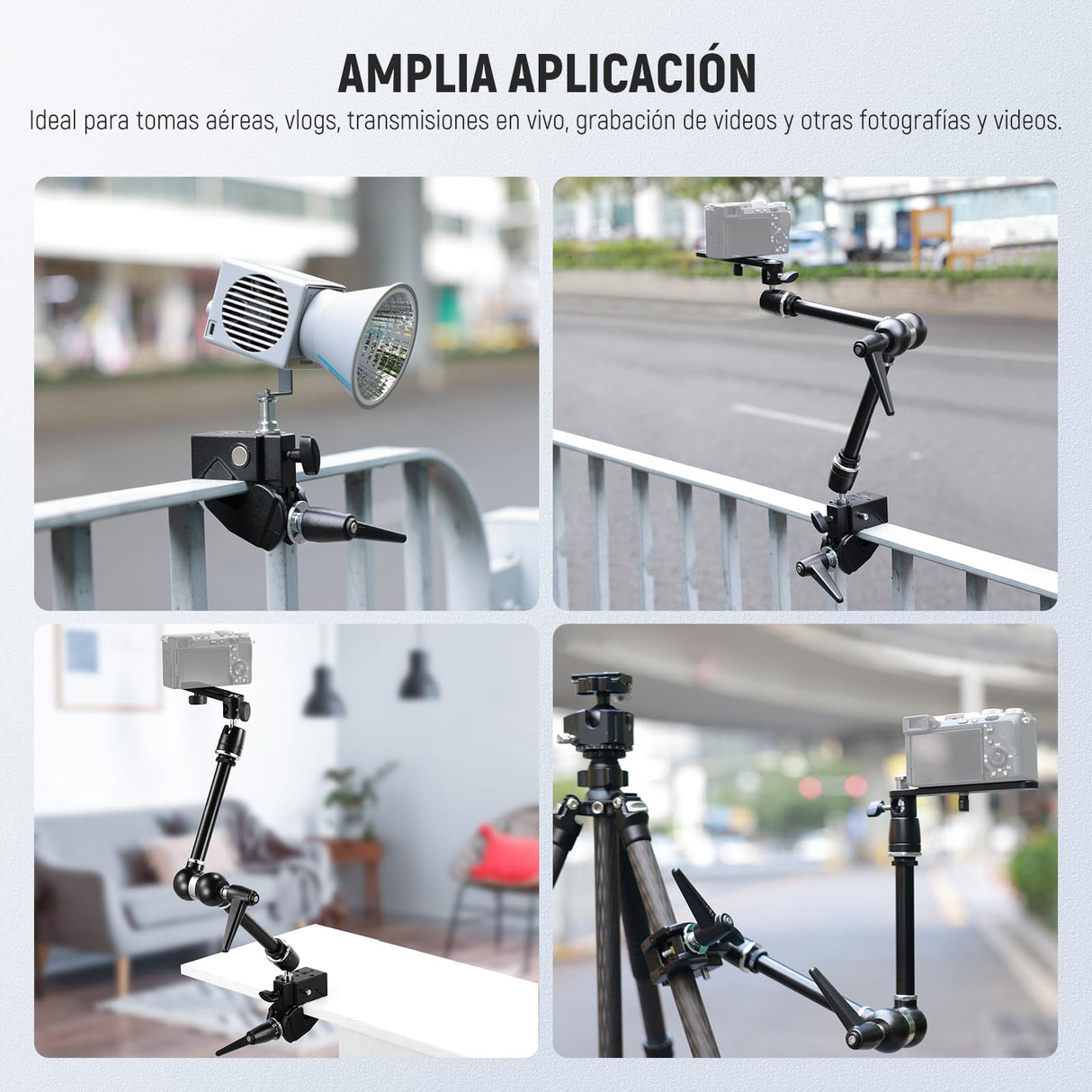 NEEWER 21" Brazo Mágico Montaje Cámara con Super Clamp,Soporte Escritorio Superior con 360° Cabezal Bola Dual,Adaptador Perno 1/4" 3/8" 5/8" para PA073 PA074 Phone Cage Rig DSLR Cámara Monitor, UA018