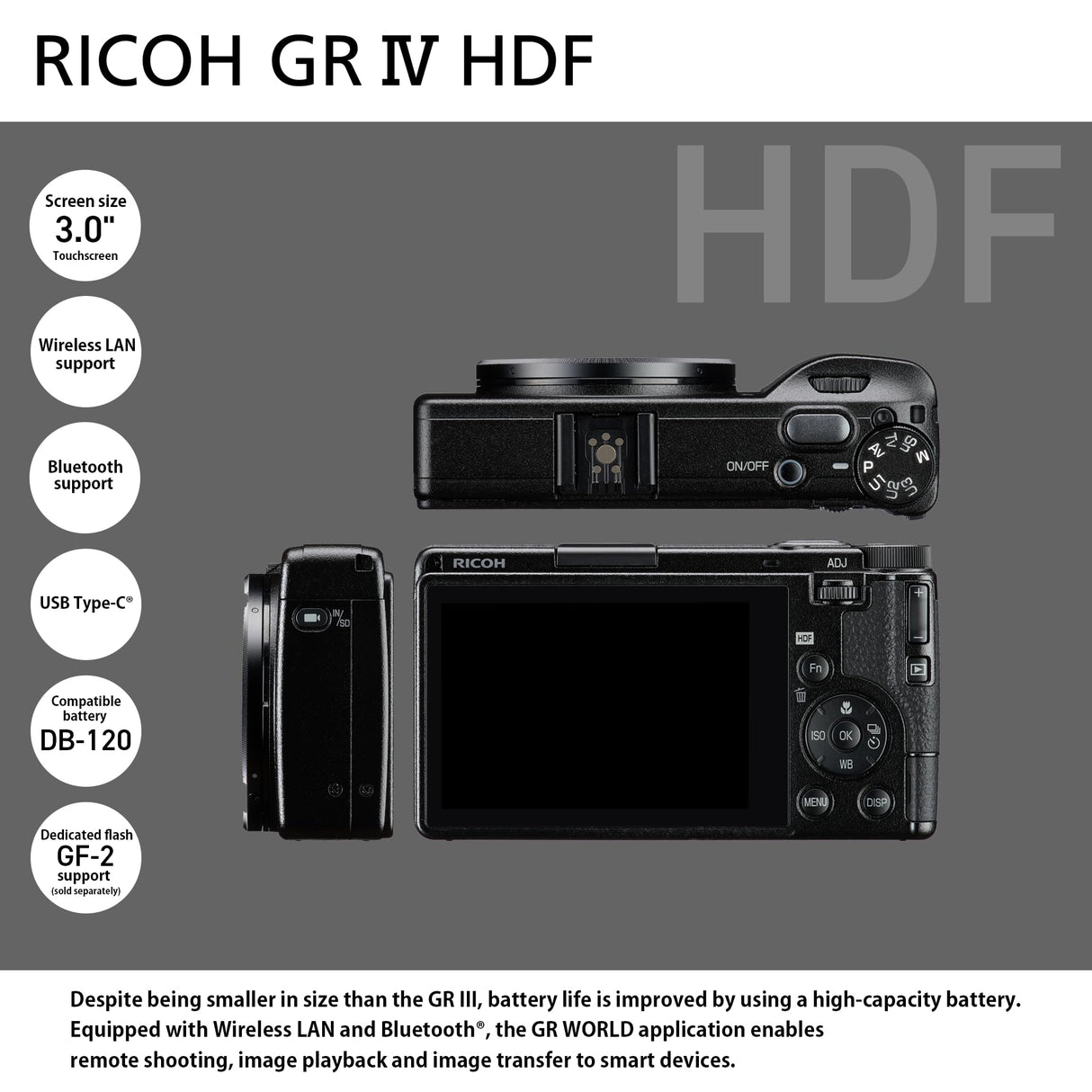 RICOH GR IV HDF, Modelo ampliado de la GR IV con Filtro difusor de Luces Altas Integrado. Cámara compacta Digital Premium definitiva con Nuevo Sensor CMOS de tamaño APS-C de 25,74 MP