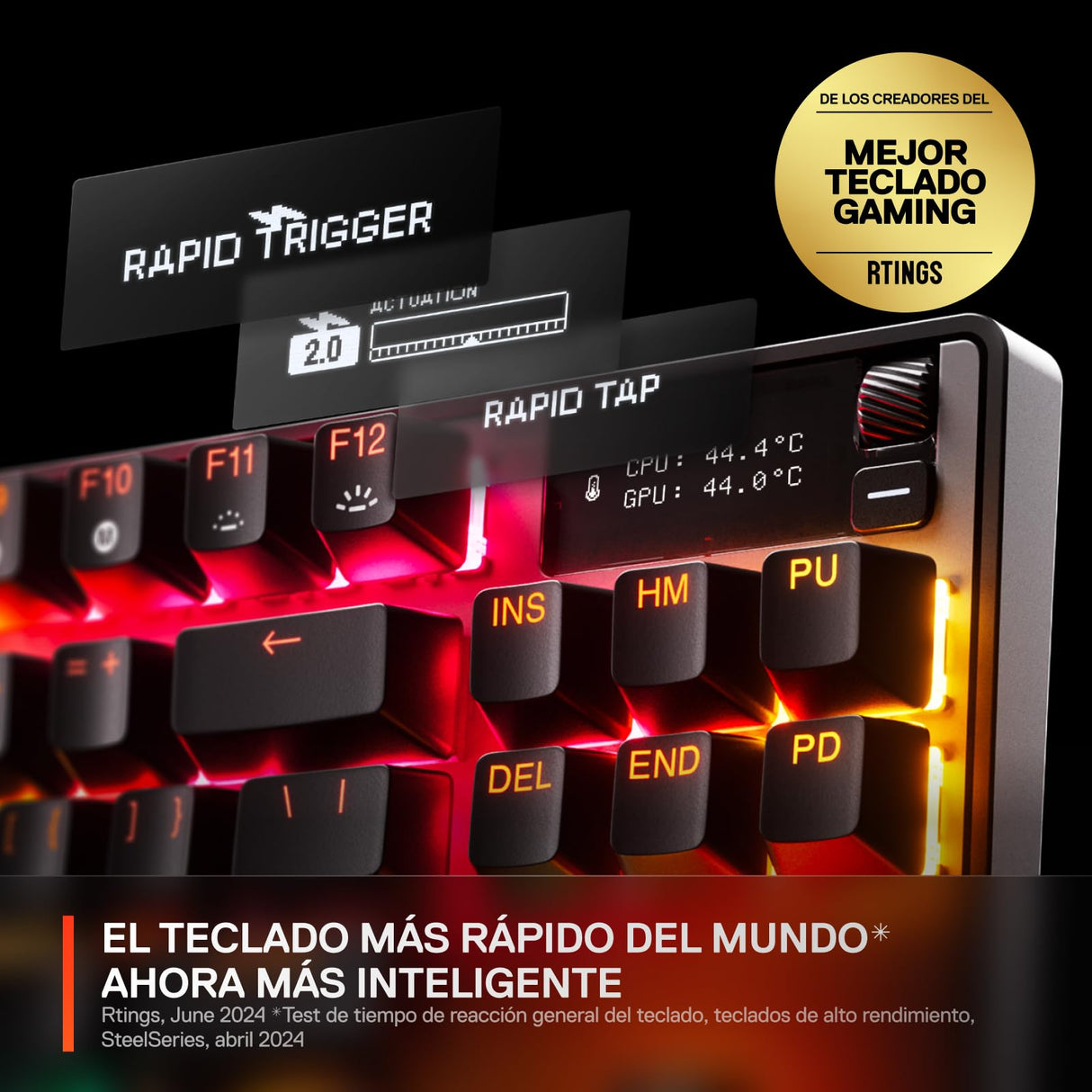 SteelSeries Apex Pro TKL Gen 3 - Teclado Mecanico Gaming - HyperMagnetic Interruptores OmniPoint 3.0 - Accionamiento Ajustable - Rapid Trigger - Preajustes - Rapid Tap - RGB - OLED - UK QWERTY