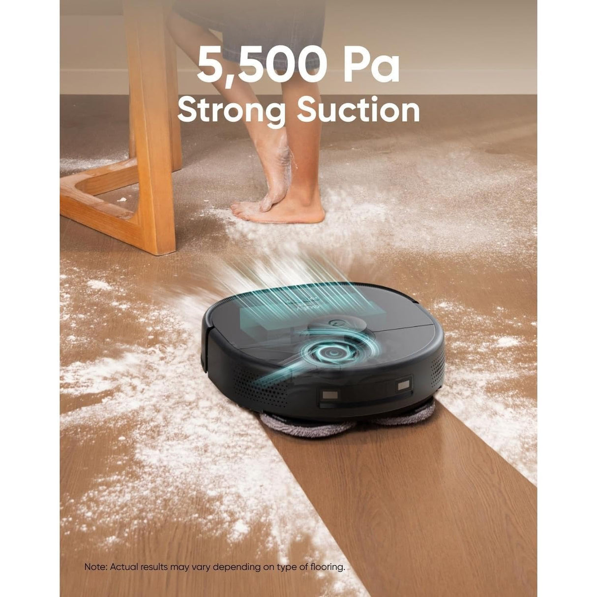 eufy Clean X9 Pro CleanerBot con Limpieza a presión MopMaster™, 2 mopas giratorias, detección de alfombras con elevación de 12 mm, Limpieza automática, 5500 Pa y evasión de obstáculos por IA