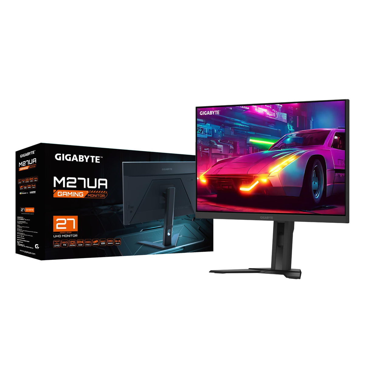 Gigabyte M27UA 27" Monitor de Juegos UHD - 3840 x 2160, 160Hz, 1ms, 400 CD/m², FreeSync Premium, HDR Listo, HDMI 2.1, DisplayPort 1.4