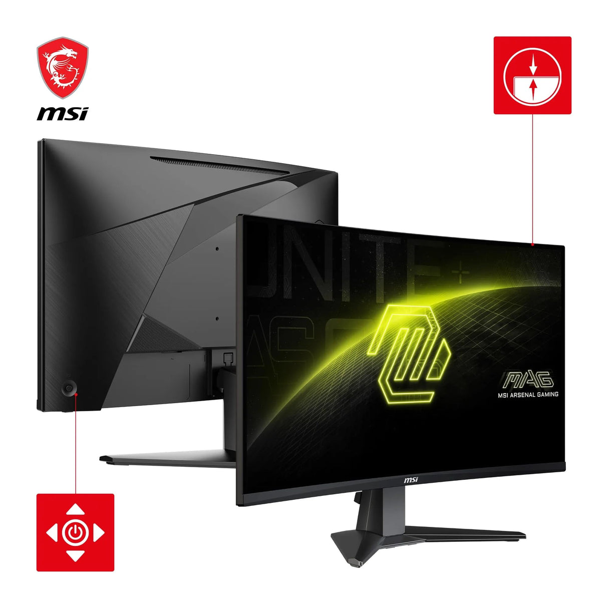 MSI mag 27C6F Monitor Curvo Gaming FHD de 27", 1500R 1920 x 1080 Panel VA rápido, 180 Hz / 0,5 ms (GtG, mín.), Sincronización adaptativa, DP 1.2a, HDMI CEC