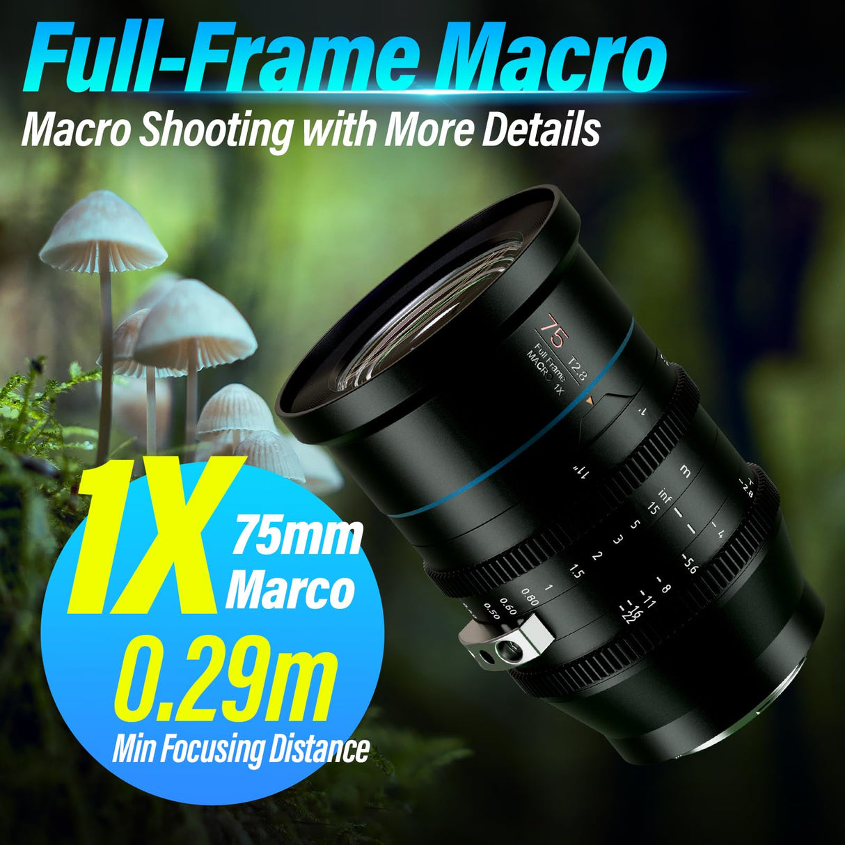 SIRUI Lente Cine Prime de Marco Completo Jupiter Macro T2.8 de 75 mm, para cámaras de Montaje PL, Compatible con Alexa Mini LF, Alexa Mini, Alexa LF, Lente Profesional de Montaje PL