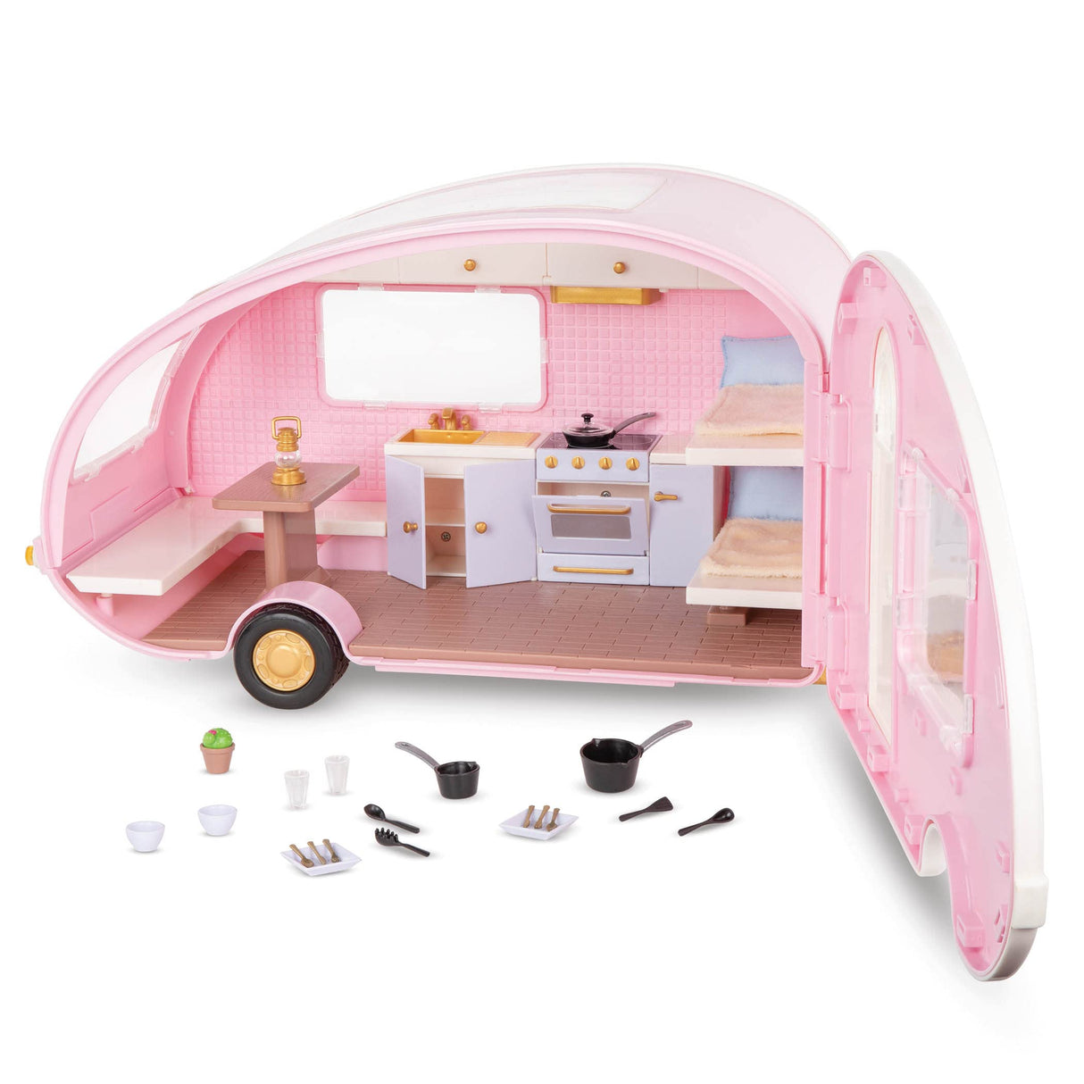Lori- Eliza's Glamping Set – 3 Years + Barbie Car & Camper with Eliza, Color, Talla única (LO37086C1Z)