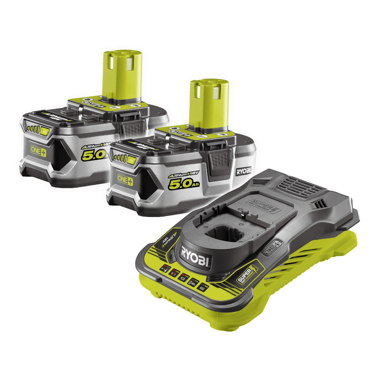 Set de Cargador y baterías Recargables Ryobi RC18150-250 Litio Ion 5 Ah 18 V