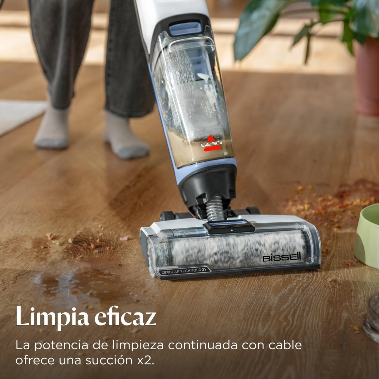 Bissell CrossWave Edge, Aspiradora de Agua, Escoba Aspiradora Multi-Superficie con Auto-Limpieza, Aspirador Fregona con Cable ZeroGap, para Suelos Duros y Alfombras, Cable 7.5m, 4088N