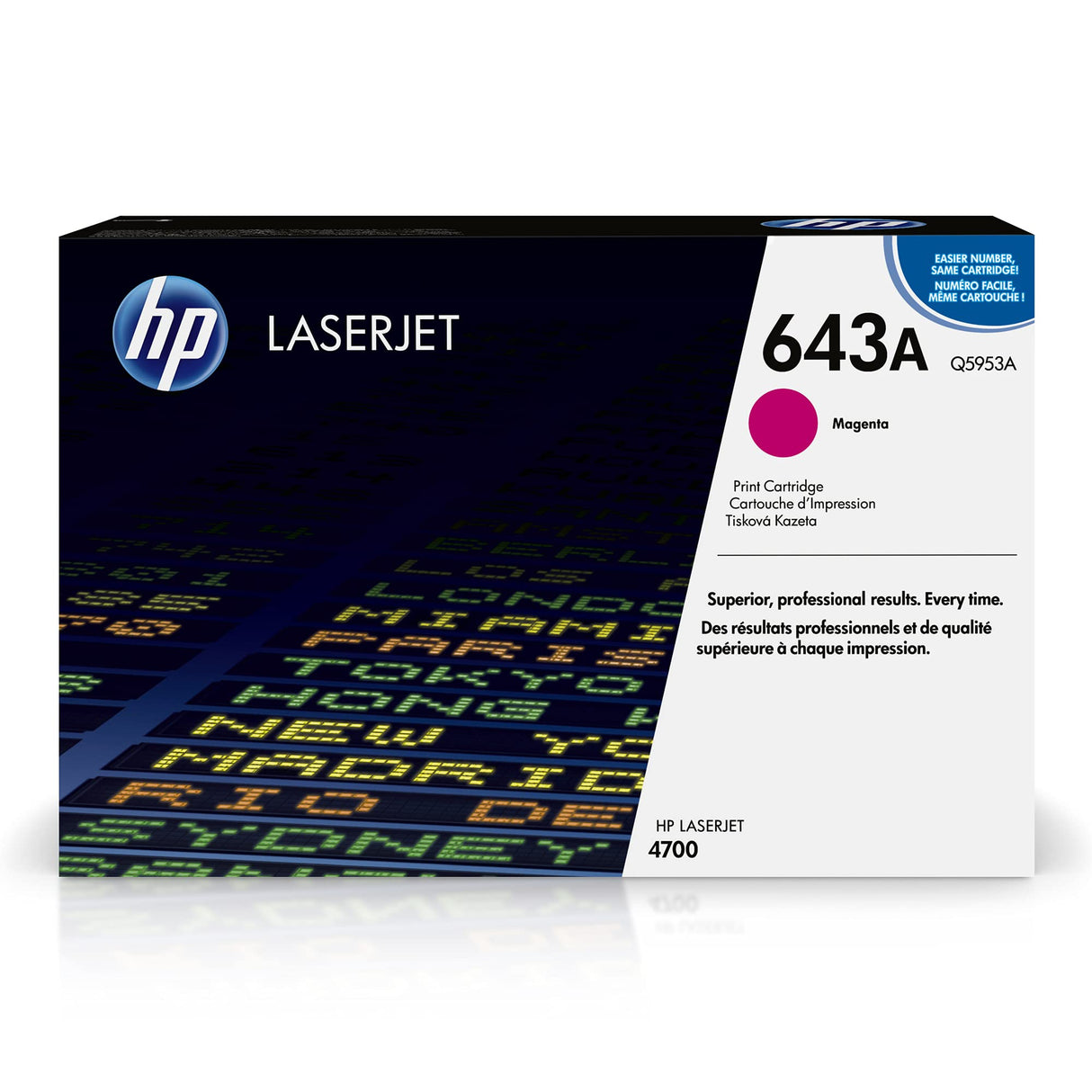 HP 643A Q5953A Magenta, Cartucho Tóner Original, de 10.000 páginas, para impresoras HP Color LaserJet 4700, 4700dn, 4700dtn, 4700n, y 4700ph+
