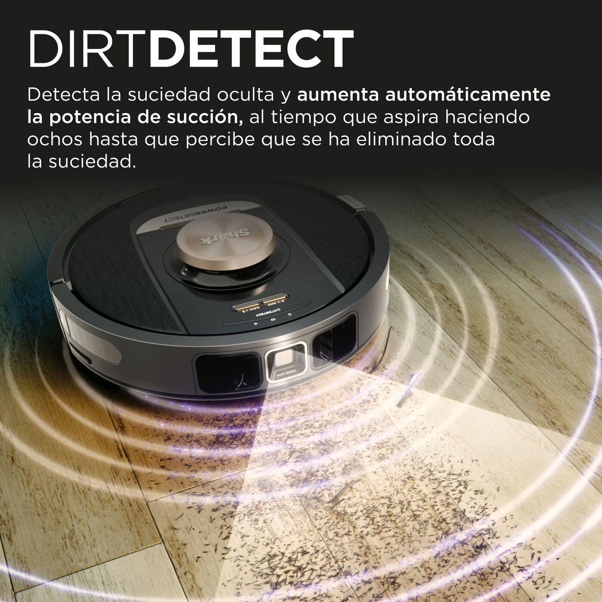 Shark PowerDetect Robot Aspirador, Vaciado automático, navegación 3D y LiDAR, Base antialérgenos, tecnología NeverStuck, para alfombras, Suelos y Pelo de Mascotas, WiFi/App, Negro, RV2820VEEU
