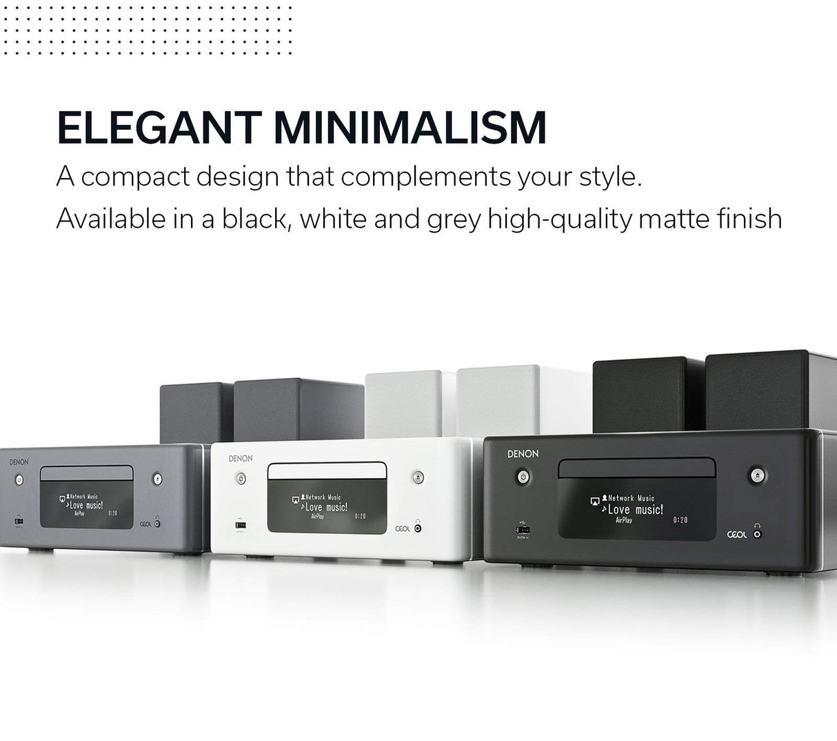 Denon RCD-N10 - Receptor de CD (Wi-Fi, Bluetooth, Airplay, Heos, Amazon Alexa), Color Gris
