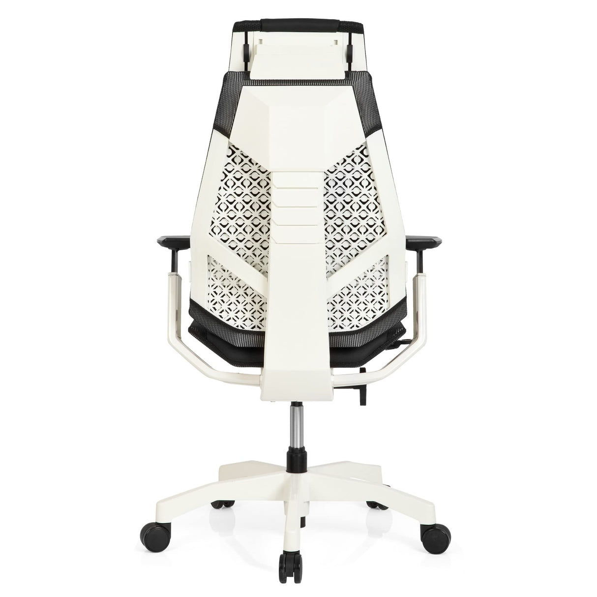 hjh OFFICE 652863 Silla de Oficina GENIDIA Pro White Cuero Negro, Silla ejecutiva ergonómica, reposabrazos y reposacabezas Ajustables