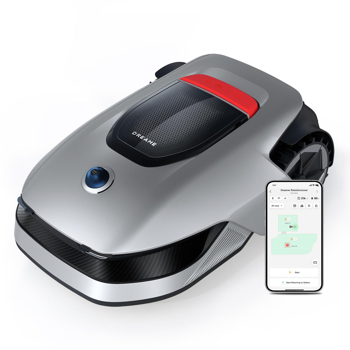 Dreame A1 Robot Cortacésped sin Cables, Tecnología Omnisense™, Controldo por App/WiFi, Gestión Intuitiva de Las Zonas, Prevención Inteligente de Obstáculos, Adecuado para Céspedes de hasta 1000 m²