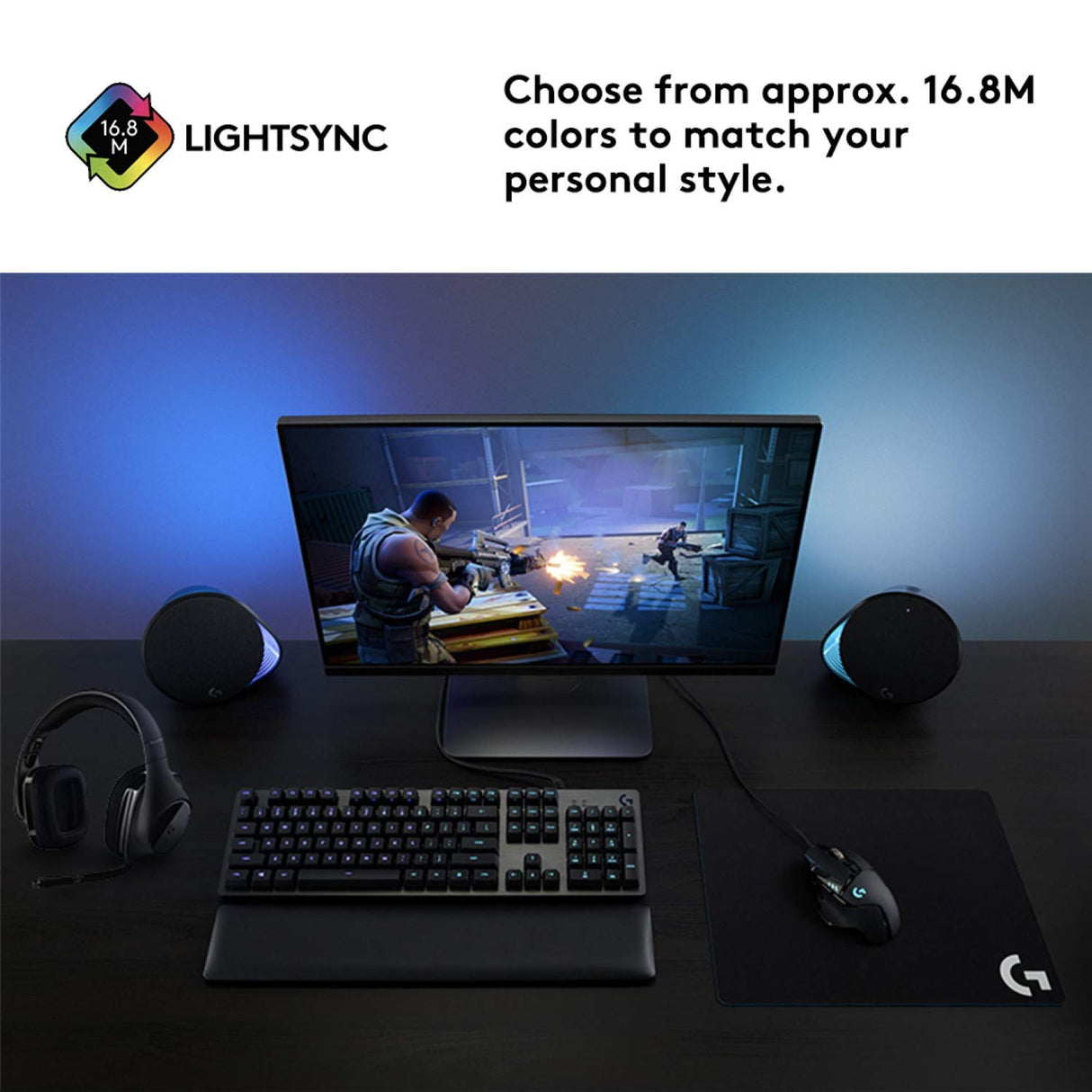 Logitech G Teclado mecánico para Gaming 513, interruptores táctiles GX-Brown, iluminación RGB, Bucle USB, reposamuñecas con Espuma viscoelástica, Carcasa de Aluminio, diseño QWERTY de EE. UU., Negro