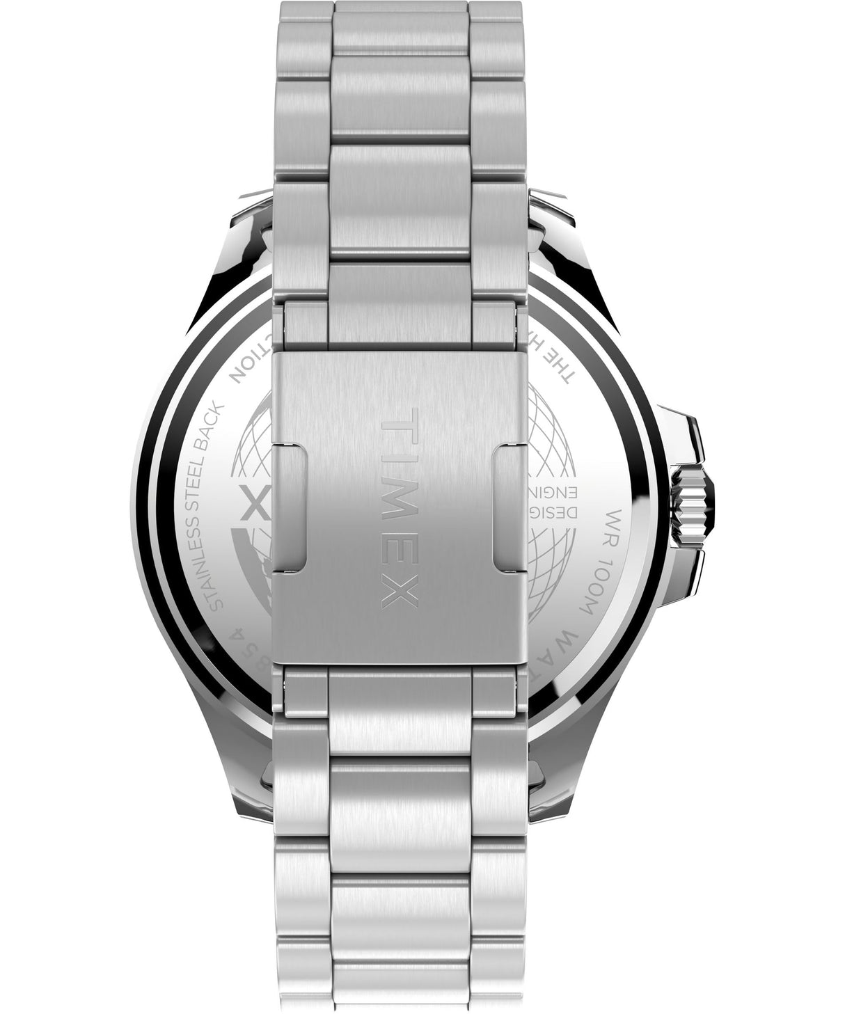 Timex Trend - Reloj de 43 mm para hombre, de acero inoxidable, correa de acero inoxidable, esfera verde, caja en tono plateado TW2V65300