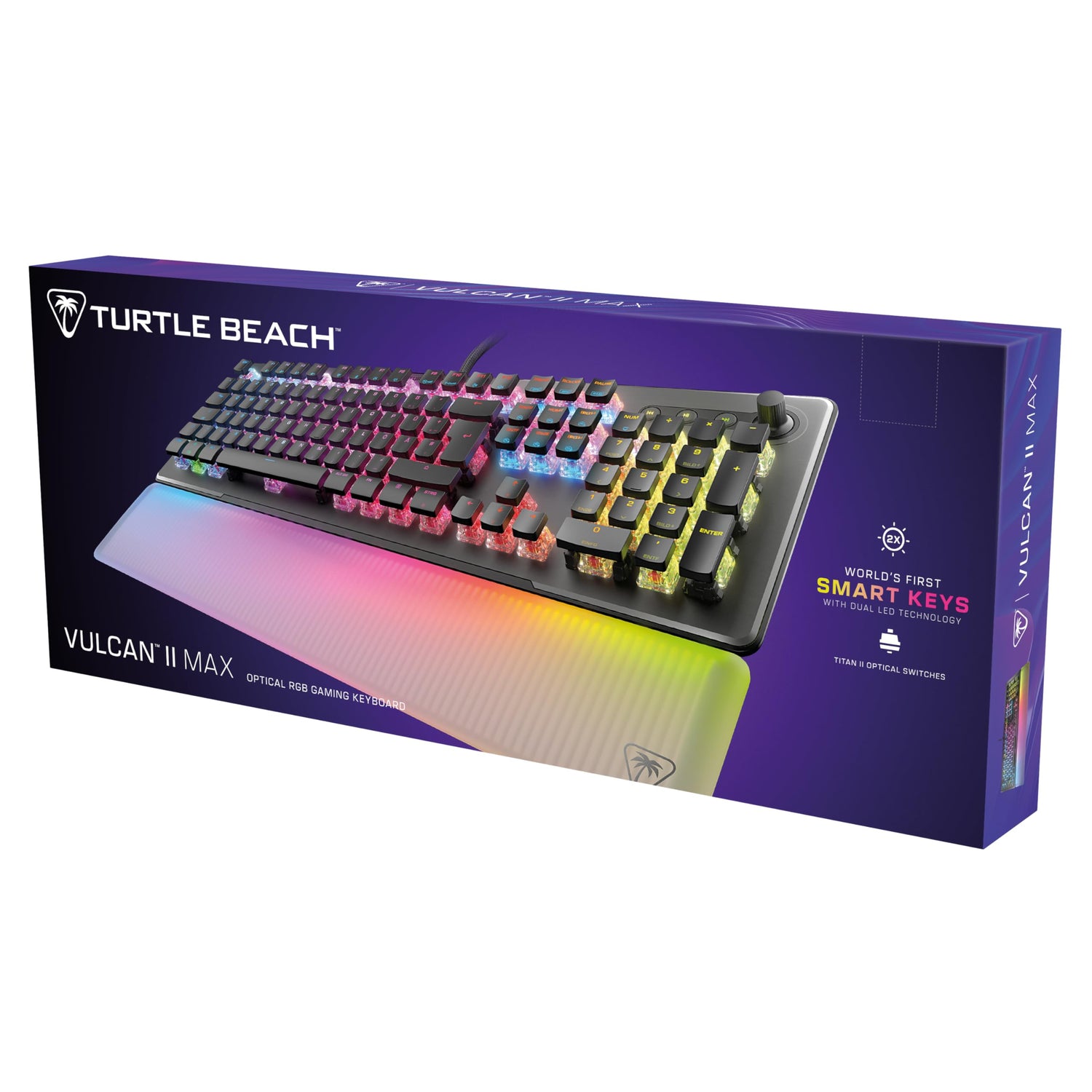 Turtle Beach Vulcan II MAX - Teclado de Juego óptico y mecánico para PC, Teclas retroiluminadas RGB Personalizables reposamuñecas, interruptores Titan II, Placa de Aluminio, Negro