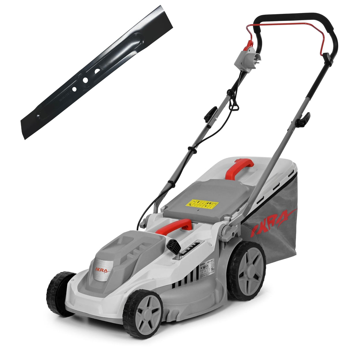 IKRA cortacésped eléctrico IERM 1638-1, 1600W, Altura de Corte 30-75mm, Anchura de Corte 38cm, Incl. Cuchilla de Repuesto