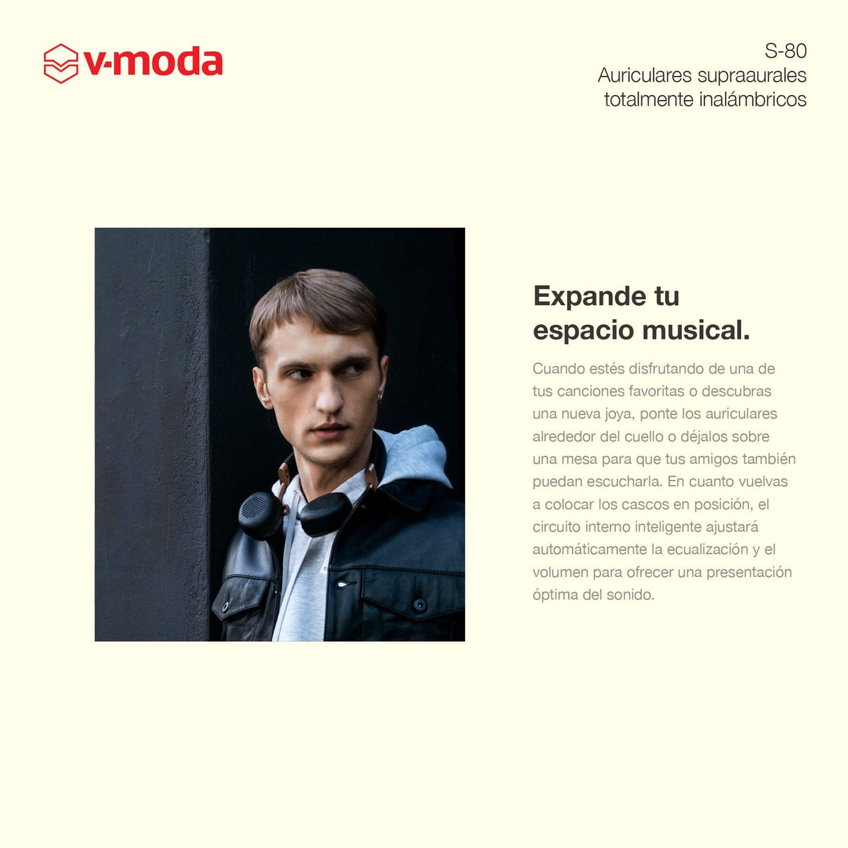 V-MODA S-80 | Auriculares supraaurales Totalmente inalámbricos | Sistema de Altavoces Personal | Diseño Elegante |Sonido Potente, Ajustado para la música electrónica | App de edición móvil | Oro Rosa